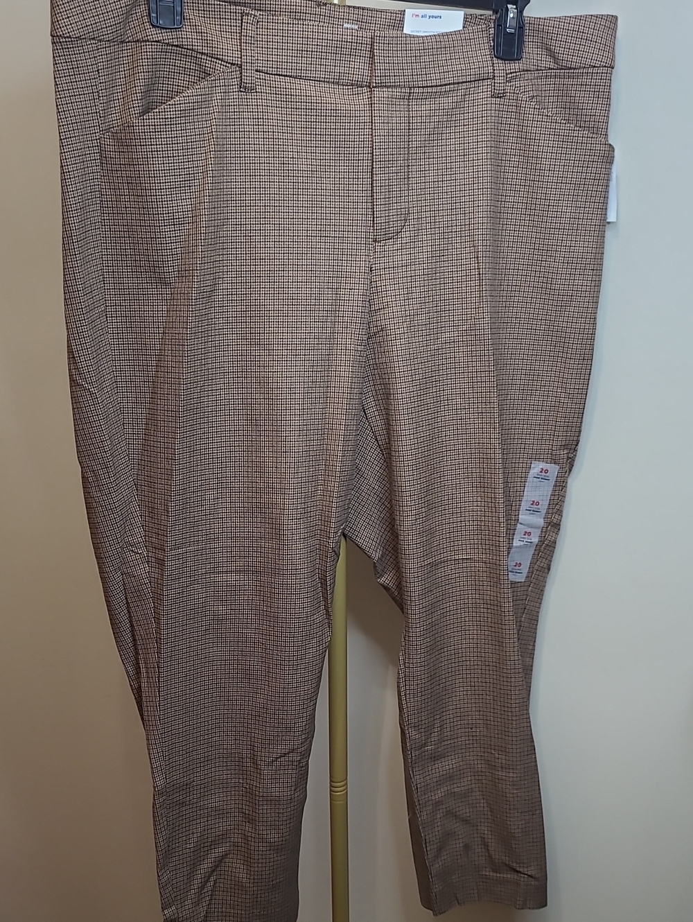 NWT Old Navy Black & Tan Checked High-Rise Pixie Skinny Ankle Pants size 20